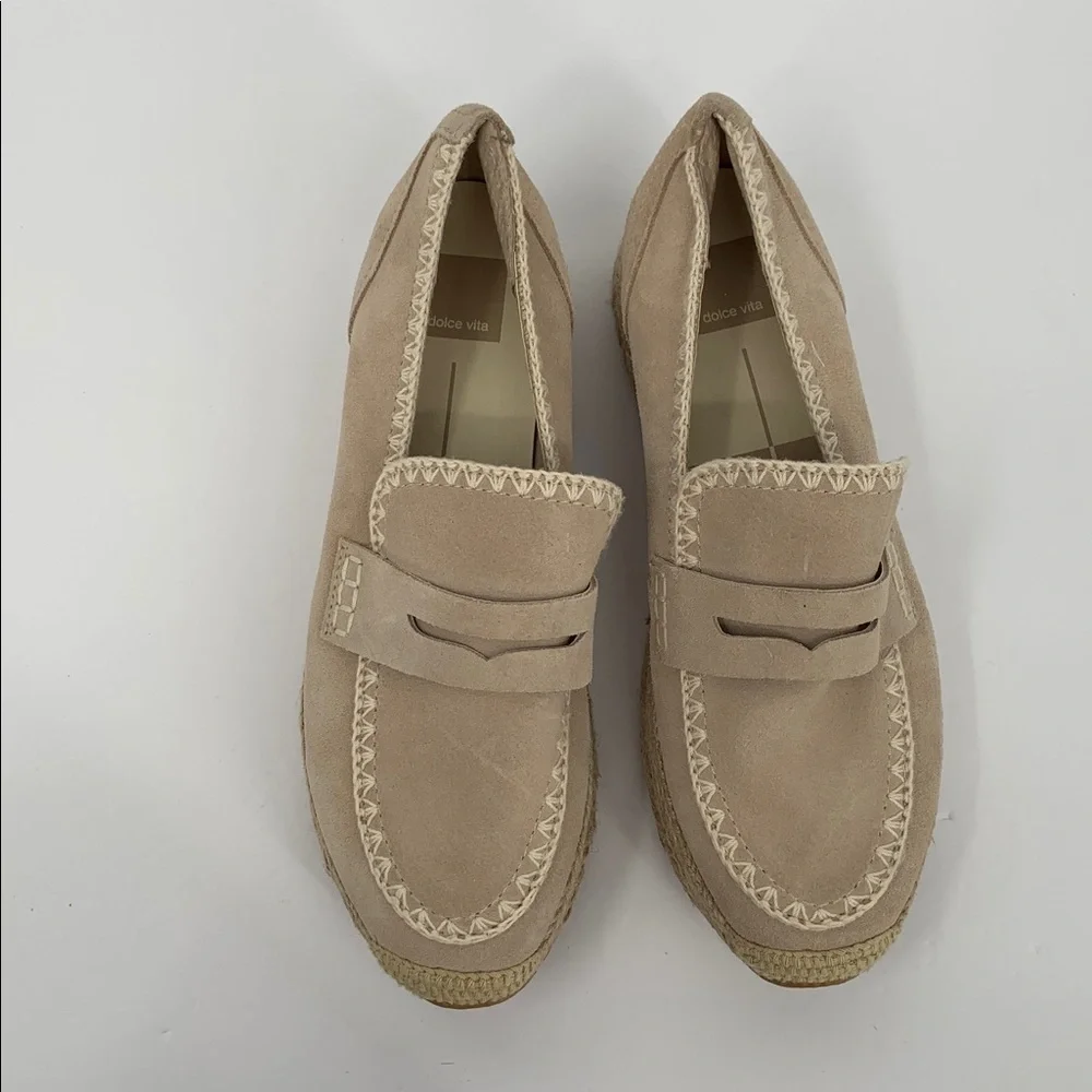Dolce Vita Jaila espadrille suede leather shoe platform tan suede sneaker new 9